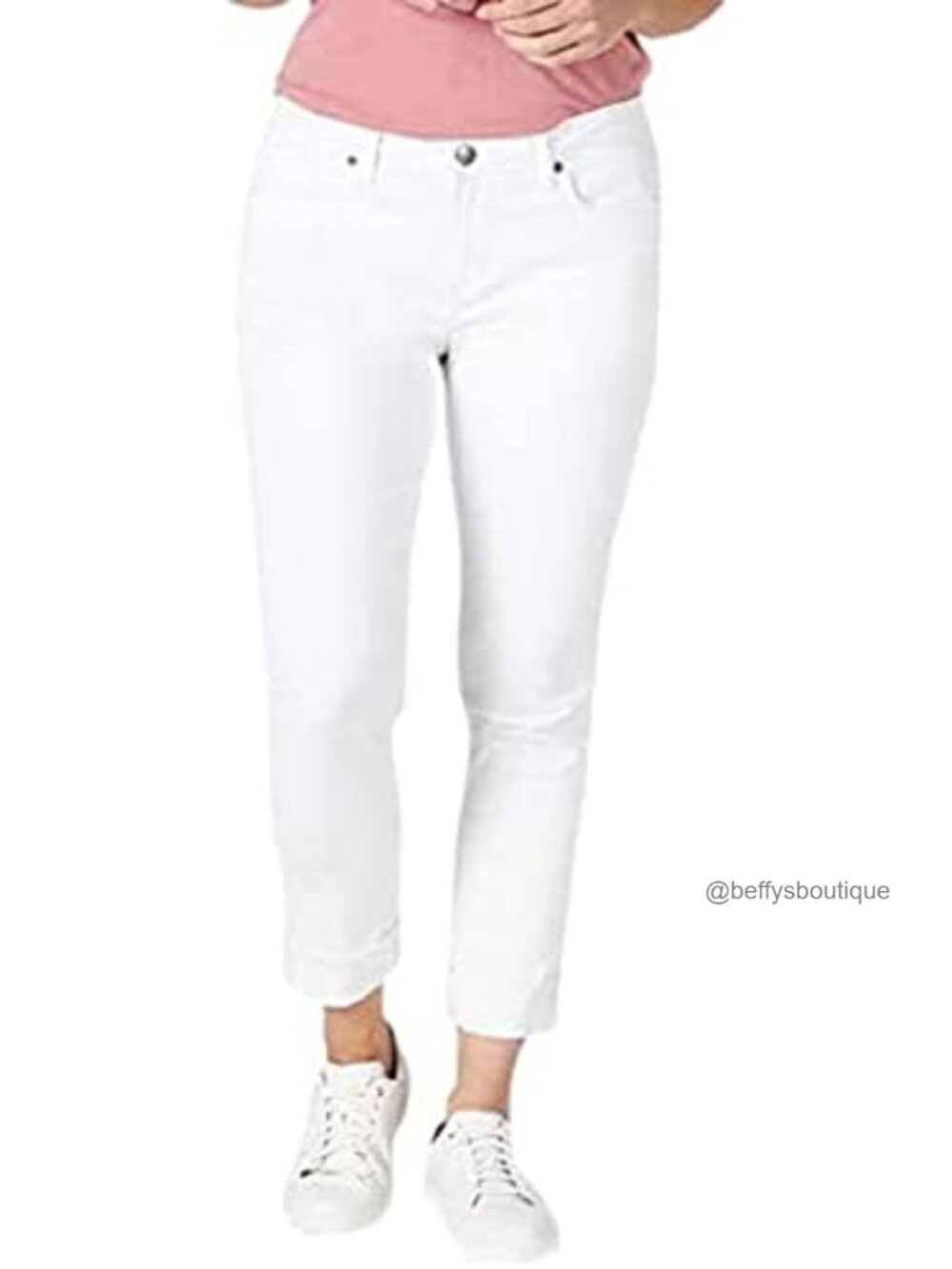 Fringe Cuff Boyfriend Jean Mid Rise Cropped Stretch Denim